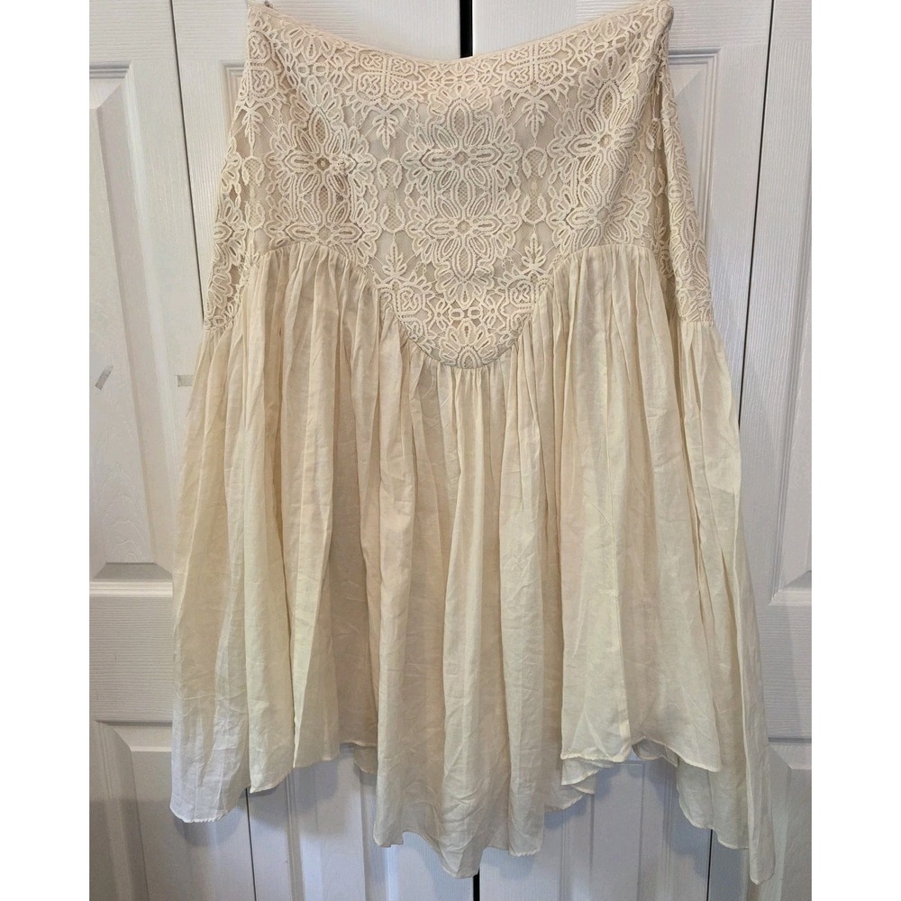 Parker Ivory Sun Lace Yoke Flowy Skirt SK93091889Y Cream Boho Size 14 NEW - Picture 8 of 16
